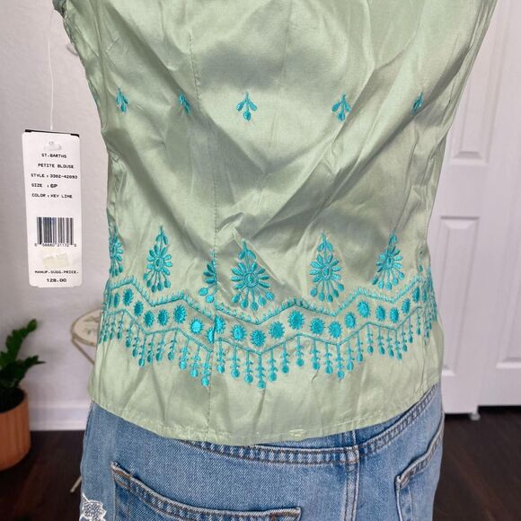 Deadstock NWT Early 2000's Mint Green Teal Blue Silk Fairy Camisole Top 6P / S - Picture 7 of 8